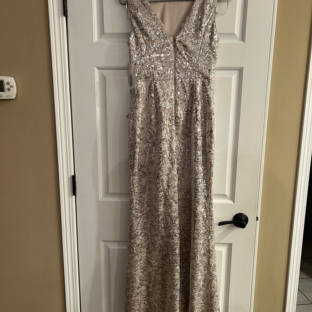 Elisa J ruffle sequin gown